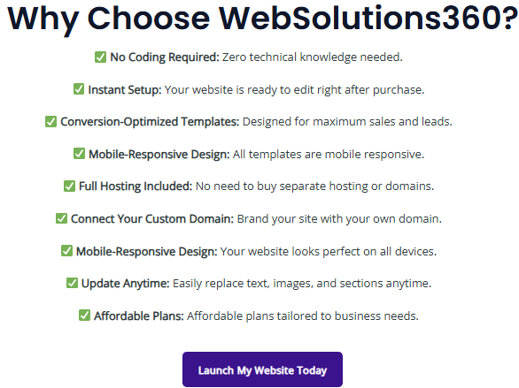 WebSolutions360 Review: Launch Your Professional Website in Minutes – No Coding, No Hosting, No Headaches!